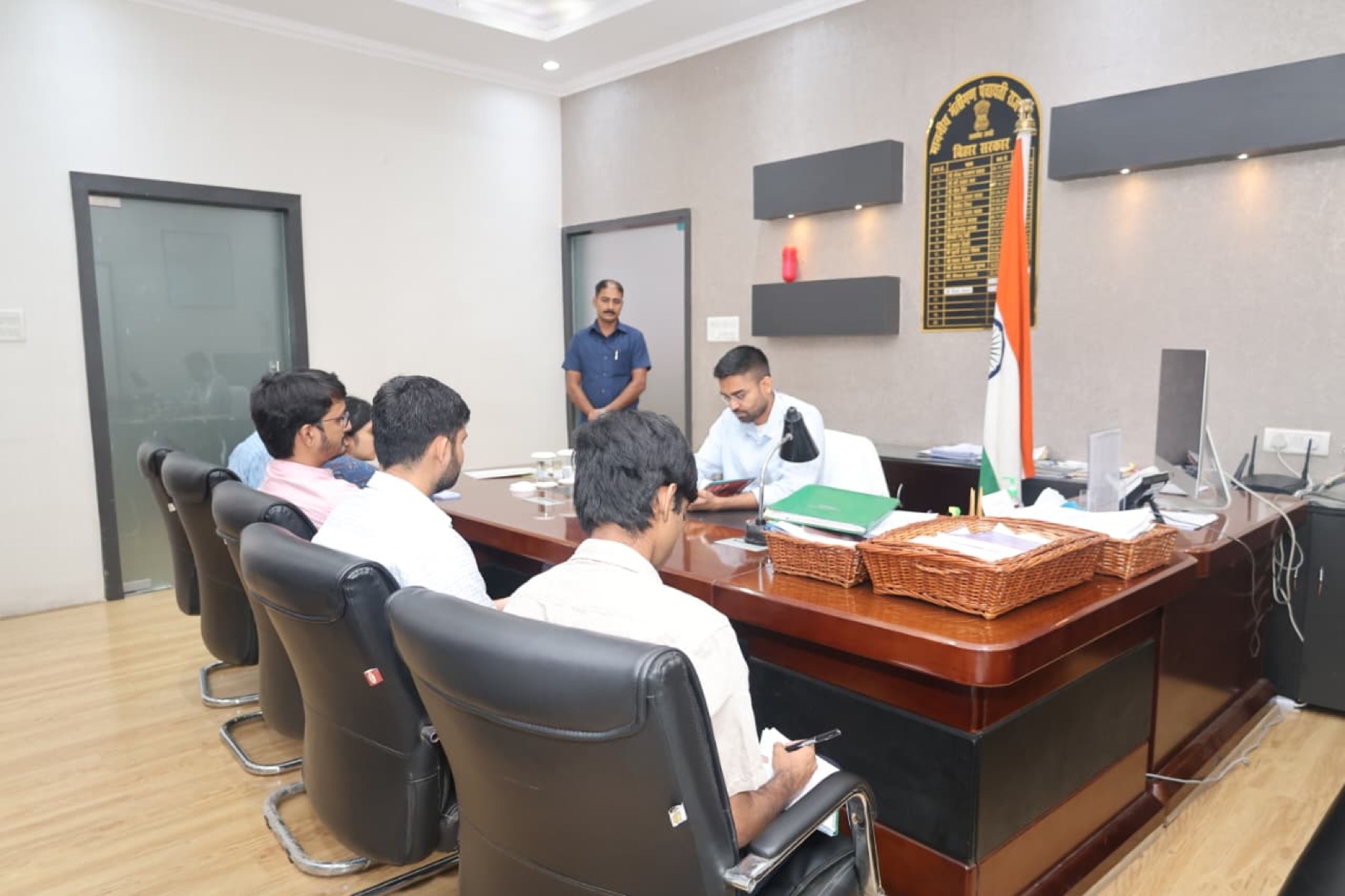 GRAMA team meeting with Bihar government officials in a department office